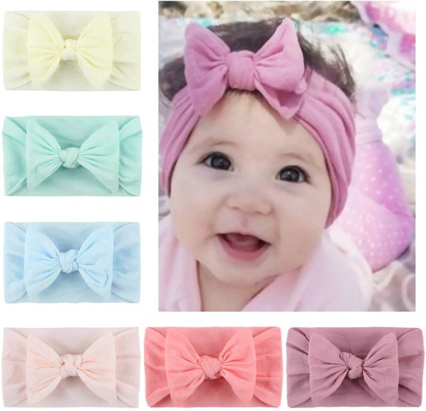 6Pcs/Set Baby Girl Headband Bowknot Newborn Head Bands [multicolor]