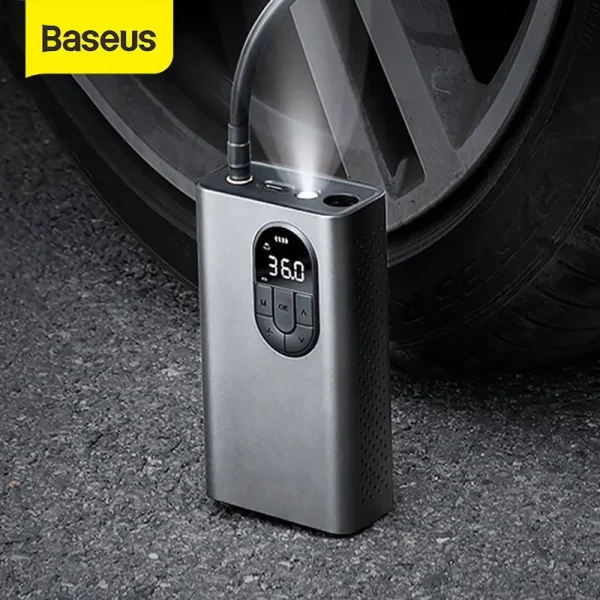 Baseus Energy Source Inflator Pump/ Portable Car Air Compressor/ Digital Tire Inflator Pump/ Air Pump /Auto Tire Inflator For Car Bike Motorcycle - Rechargeable