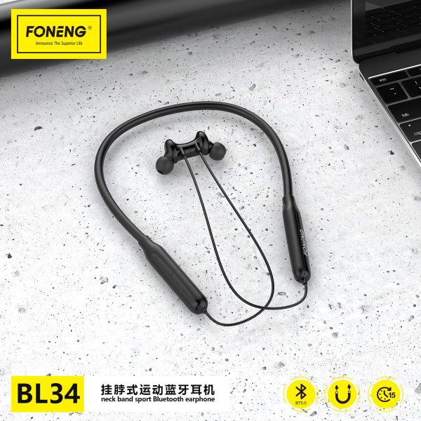 FONENG BL36 Neckband Gaming Earphone Sport Running Wireless Headset Deep Bass Bluetooth V5.3 Earphone