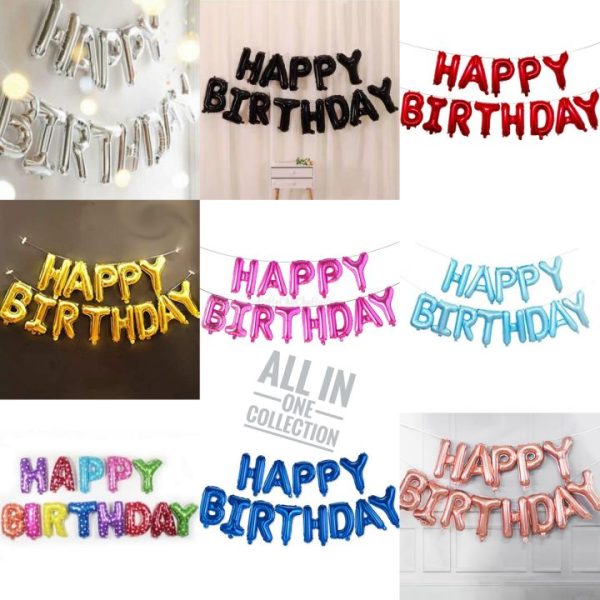 Happy Birthday foil Balloon banner Set Of 13pcs[2 pcs]