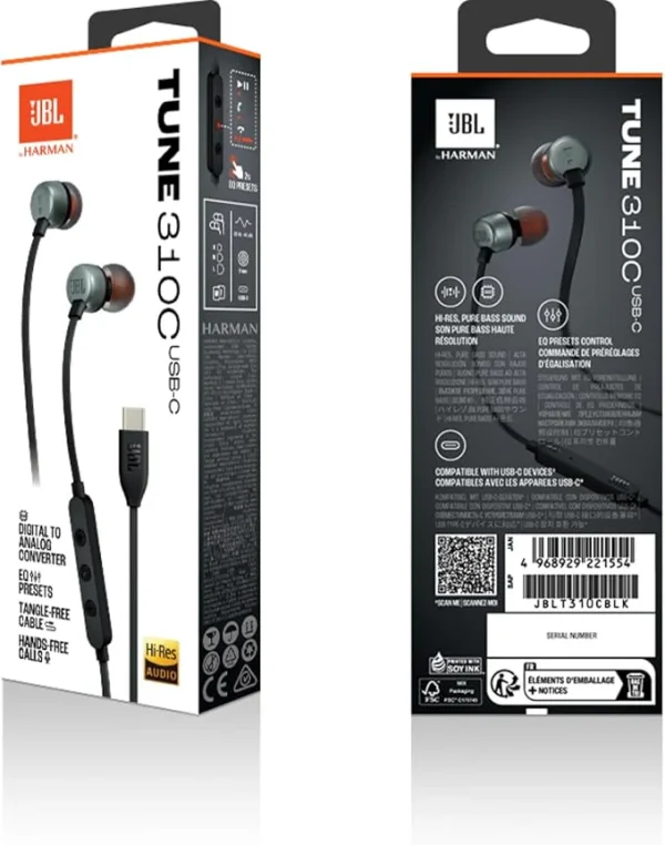 JBL Tune 310C USB-C Wired Hi-Res Earphone