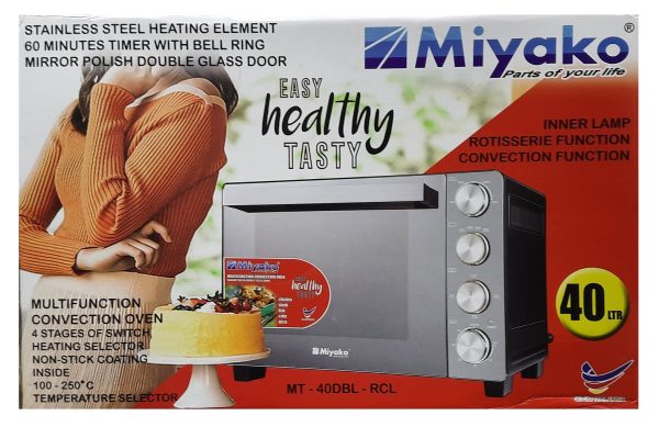 Miyako MT-40DBL-RCL, Double Glass Electric Oven, 40 Liters.