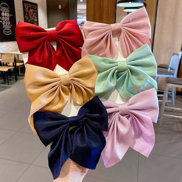 stylish bow knot hair clip 6 pcs[10 cm][multicolor]