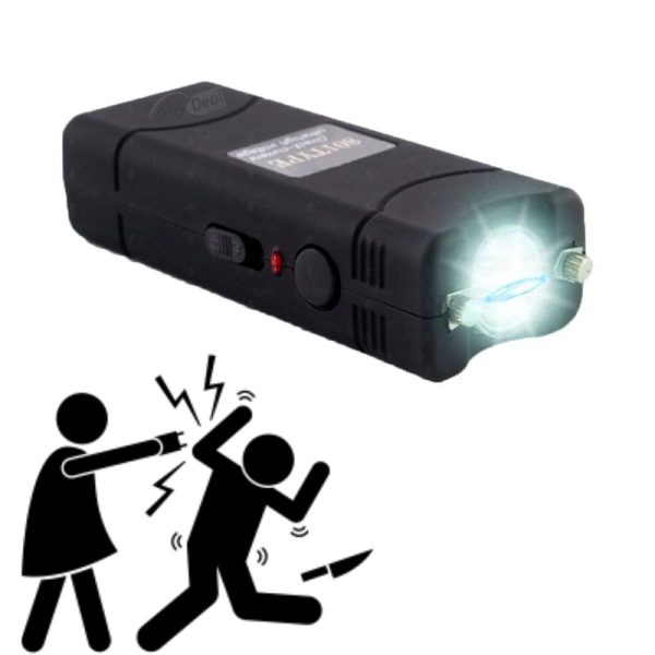 Powerful Mini Stun Gun Self Defense Personal Shocking Device LED Rechargeable Flashlight With Belt Pouch