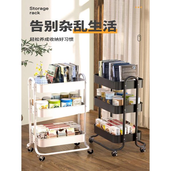 New Binca 3 layer kitchen rack floor-to-ceiling multi-layer movable trolley rack bathroom rotating mobile rack