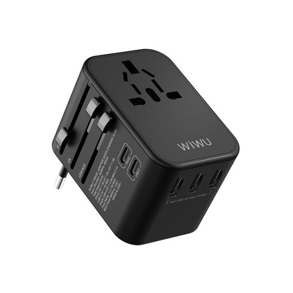 WiWU UA-304 45W 4 in 1 Universal Plug Adapter - Black