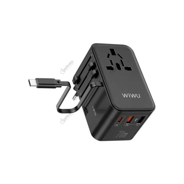 WiWU Wi-UA004 GaN Charger Universal Adapter with Type-C Cable - 70W